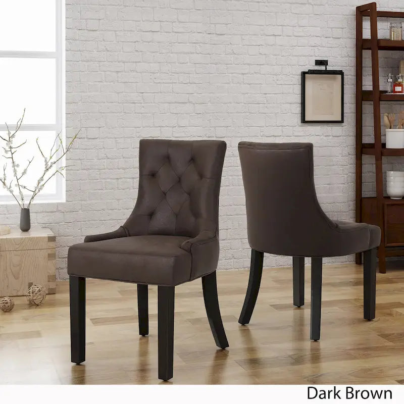 Chaises de salle à manger traditionnelles en microfibre (lot de 2)