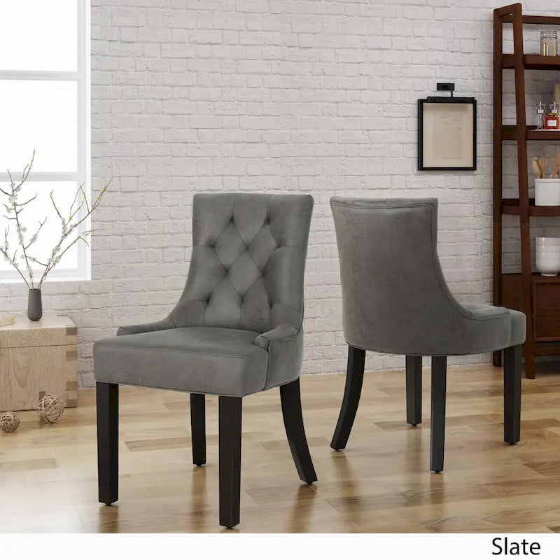Chaises de salle à manger traditionnelles en microfibre (lot de 2)