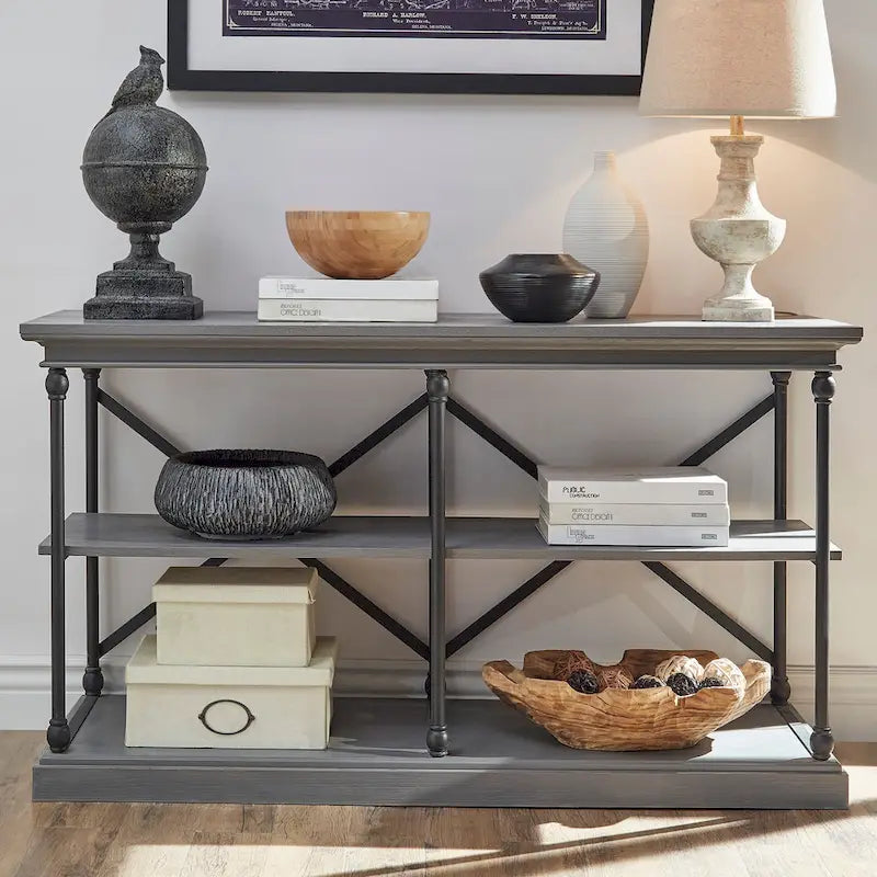 Console d'entrée en fer et bois