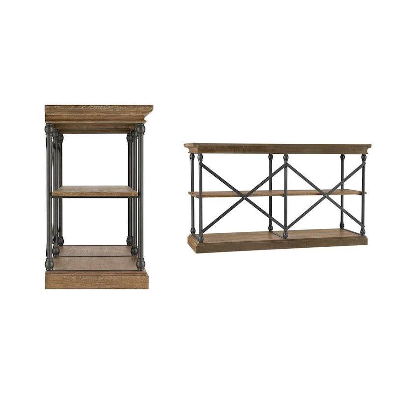 Console d'entrée en fer et bois
