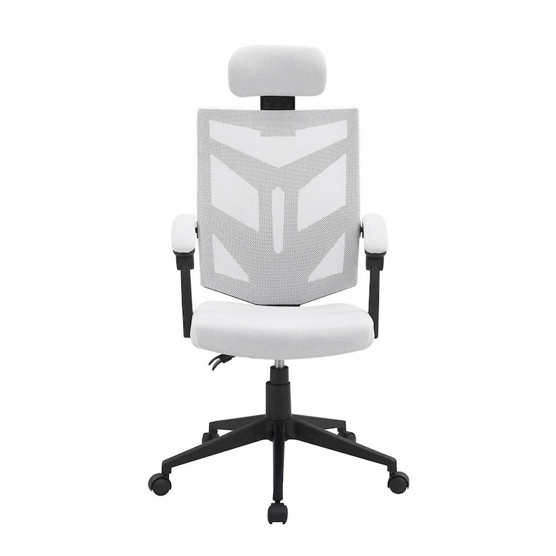 Chaise de bureau réglable avec appui-tête Fauteuil de bureau ergonomique en maille à dossier haut avec support lombaire et roulettes