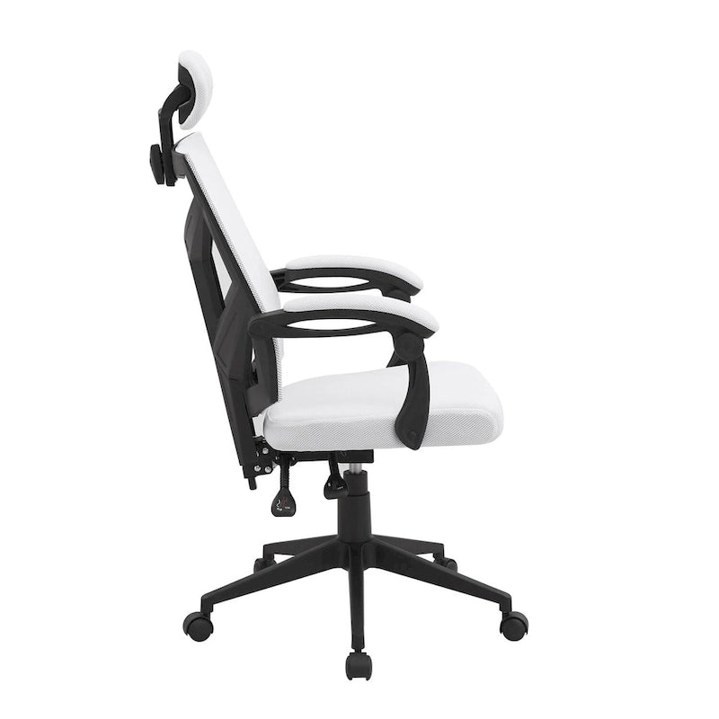 Chaise de bureau réglable avec appui-tête Fauteuil de bureau ergonomique en maille à dossier haut avec support lombaire et roulettes