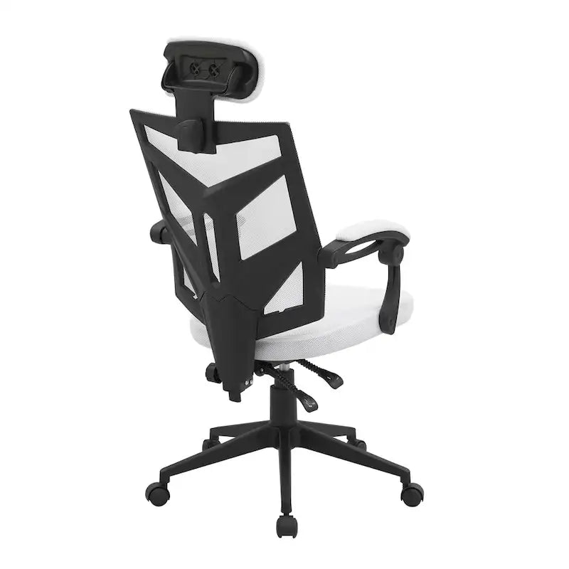 Chaise de bureau réglable avec appui-tête Fauteuil de bureau ergonomique en maille à dossier haut avec support lombaire et roulettes