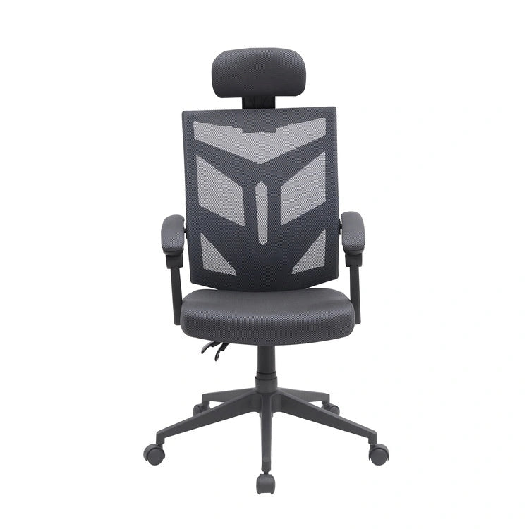 Chaise de bureau réglable avec appui-tête Fauteuil de bureau ergonomique en maille à dossier haut avec support lombaire et roulettes