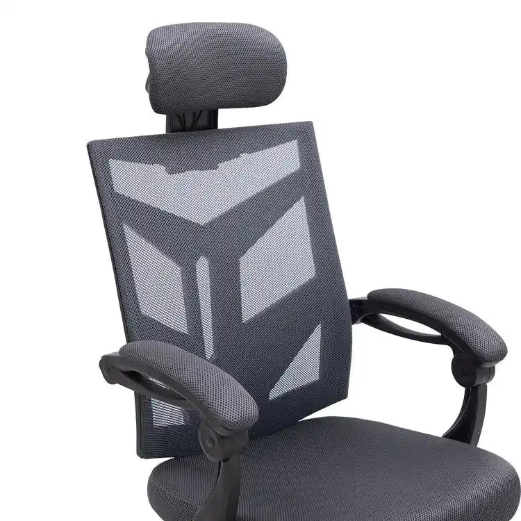 Chaise de bureau réglable avec appui-tête Fauteuil de bureau ergonomique en maille à dossier haut avec support lombaire et roulettes