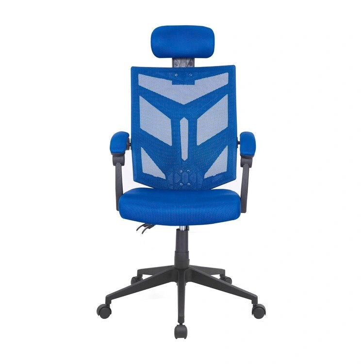 Chaise de bureau réglable avec appui-tête Fauteuil de bureau ergonomique en maille à dossier haut avec support lombaire et roulettes