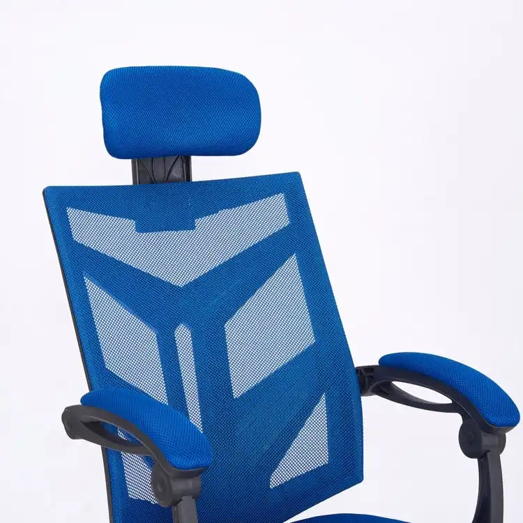 Chaise de bureau réglable avec appui-tête Fauteuil de bureau ergonomique en maille à dossier haut avec support lombaire et roulettes