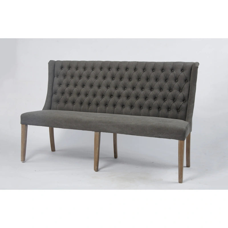 Banquette de salle à manger capitonnée en tissu tufté, style français (tissu sable clair)