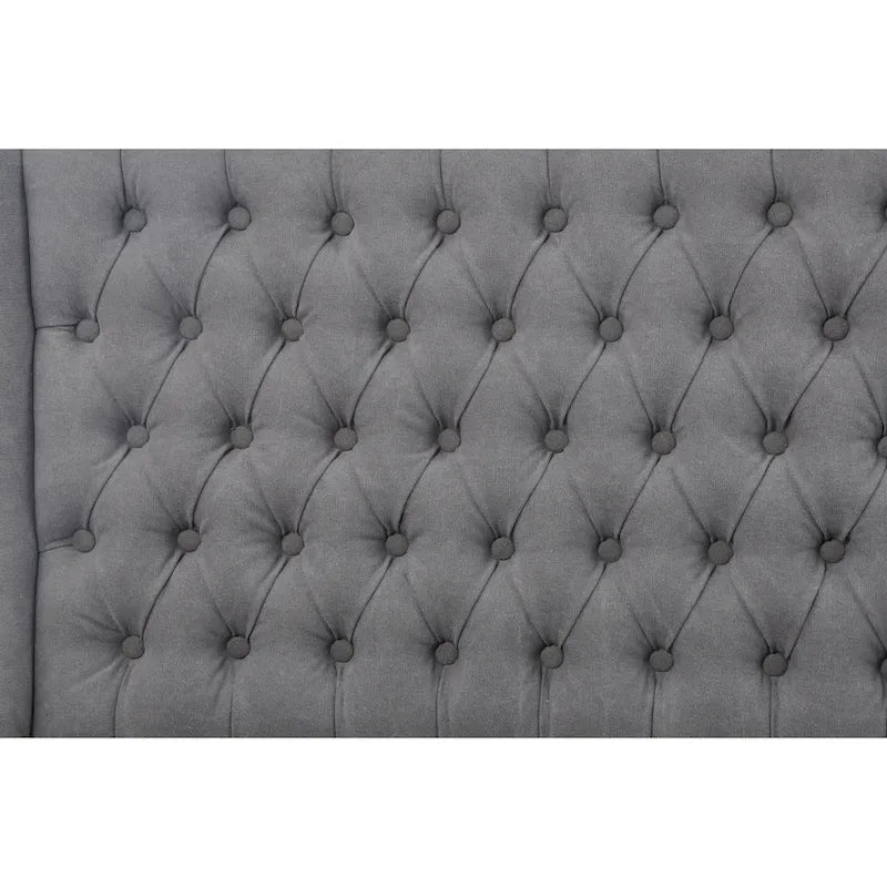 Banquette de salle à manger capitonnée en tissu tufté, style français (tissu sable clair)