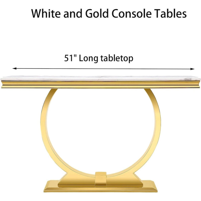 Consoles modernes avec piètement en U en métal et plateau texturé brillant