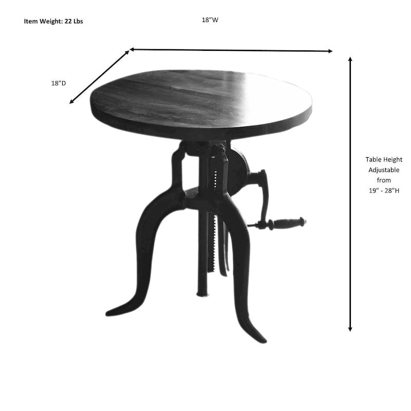Table d'appoint réglable – Plateau Châtaigne – Piètement noir