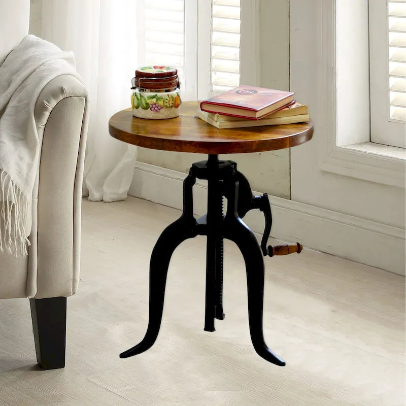 Table d'appoint réglable – Plateau Châtaigne – Piètement noir