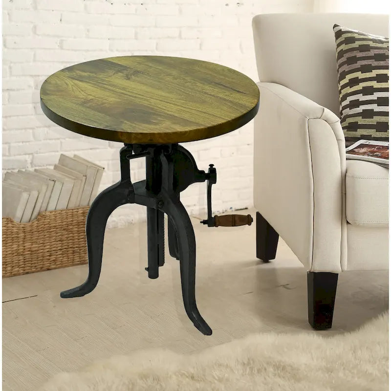 Table d'appoint réglable – Plateau Châtaigne – Piètement noir
