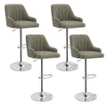Tabourets de bar pivotants sans accoudoirs réglables en cuir PU, hauteur de comptoir avec vérin pneumatique chromé - Lot de 4