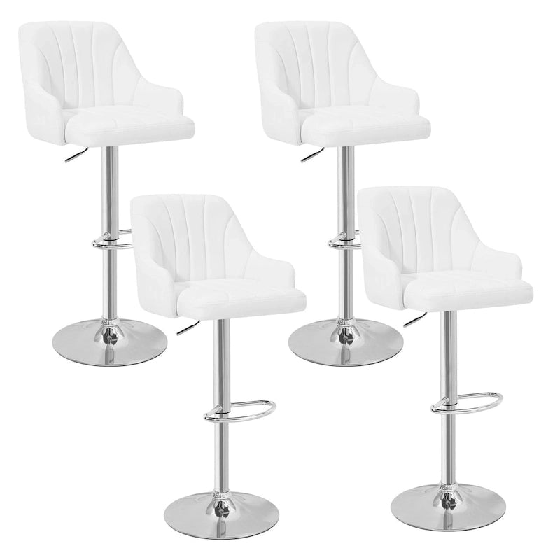 Tabourets de bar pivotants sans accoudoirs réglables en cuir PU, hauteur de comptoir avec vérin pneumatique chromé - Lot de 4