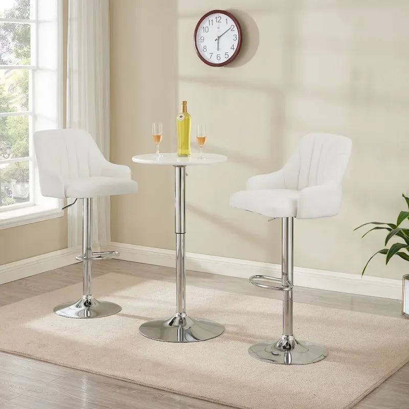 Tabourets de bar pivotants sans accoudoirs réglables en cuir PU, hauteur de comptoir avec vérin pneumatique chromé - Lot de 4