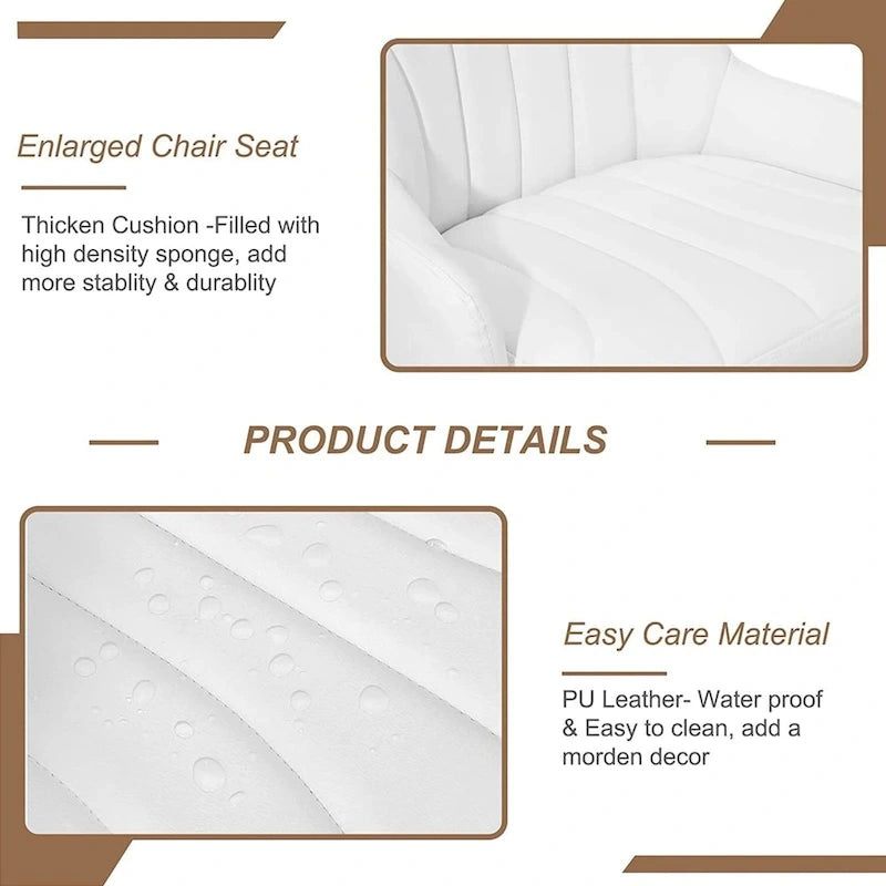 Tabourets de bar pivotants sans accoudoirs réglables en cuir PU, hauteur de comptoir avec vérin pneumatique chromé - Lot de 4