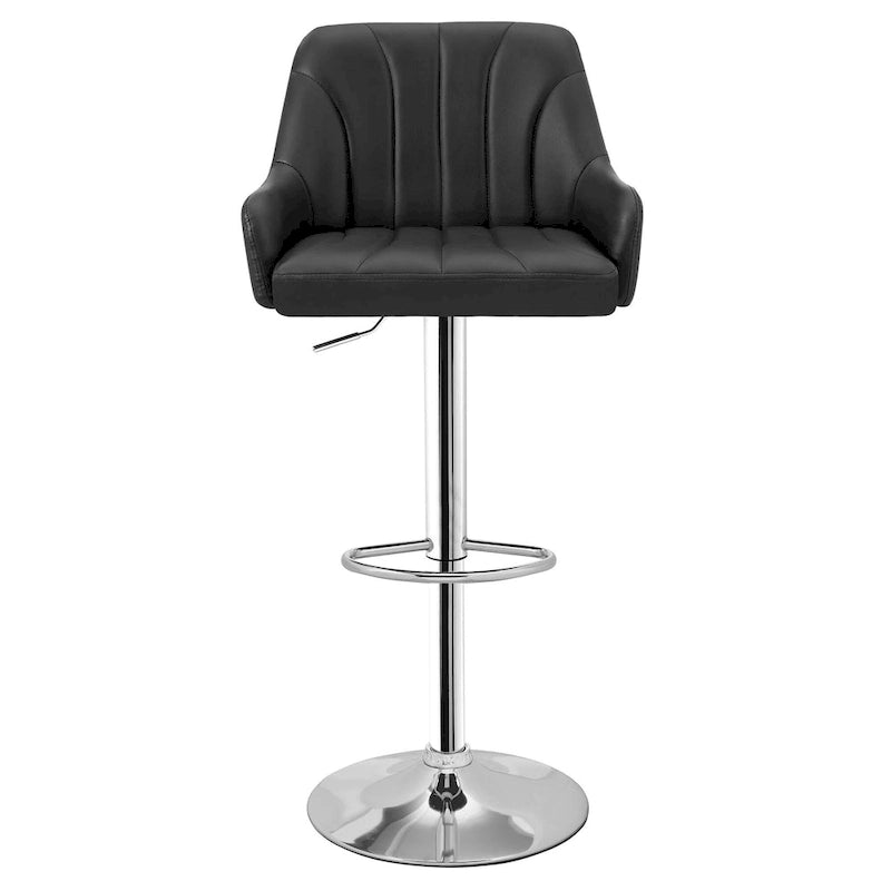 Tabourets de bar pivotants sans accoudoirs réglables en cuir PU, hauteur de comptoir avec vérin pneumatique chromé - Lot de 4