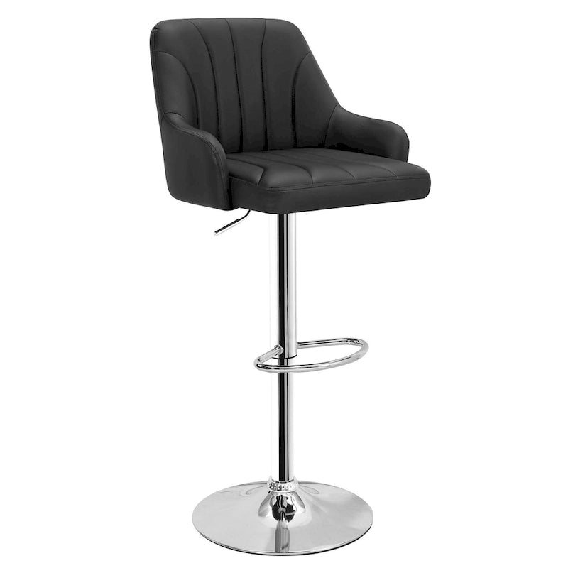 Tabourets de bar pivotants sans accoudoirs réglables en cuir PU, hauteur de comptoir avec vérin pneumatique chromé - Lot de 4