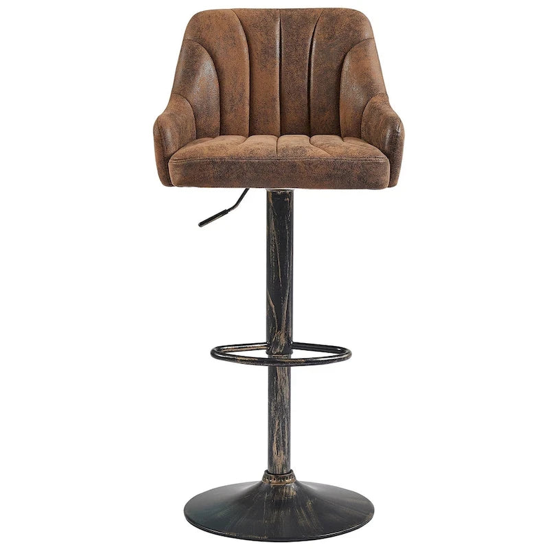Tabourets de bar pivotants sans accoudoirs réglables en cuir PU, hauteur de comptoir avec vérin pneumatique chromé - Lot de 4