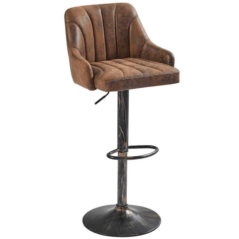 Tabourets de bar pivotants sans accoudoirs réglables en cuir PU, hauteur de comptoir avec vérin pneumatique chromé - Lot de 4
