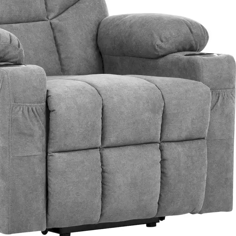 Fauteuil inclinable électrique releveur Moasis gris en tissu pour personnes âgées