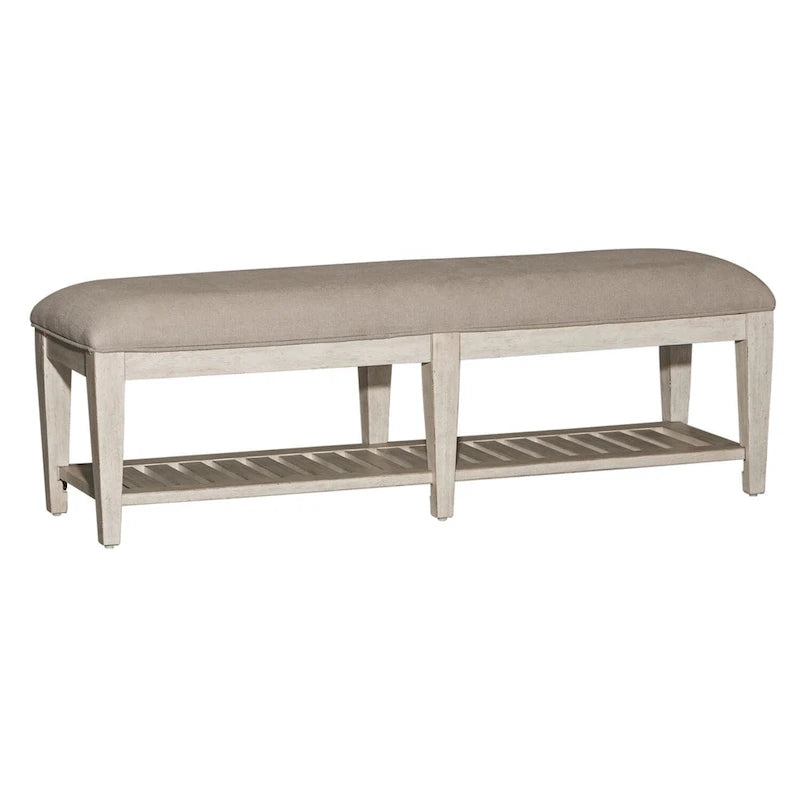 Banc de lit en tabac blanc antique