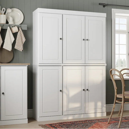 Vaisselier en bois massif 100% avec portes vitrées ou en bois massif et 2 tiroirs - 48,5 x 71,5