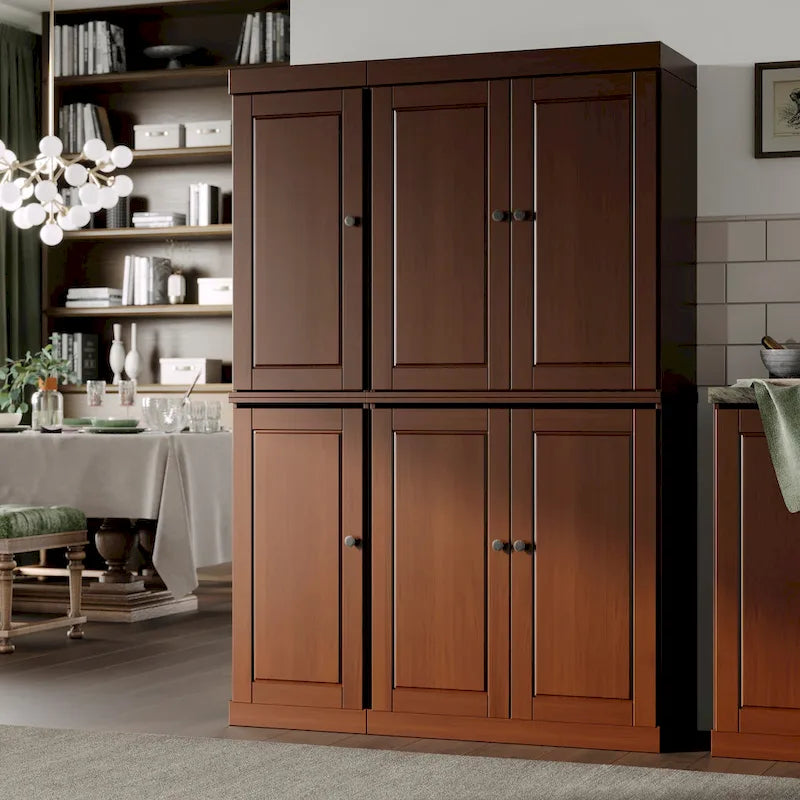 Vaisselier en bois massif 100% avec portes vitrées ou en bois massif et 2 tiroirs - 48,5 x 71,5
