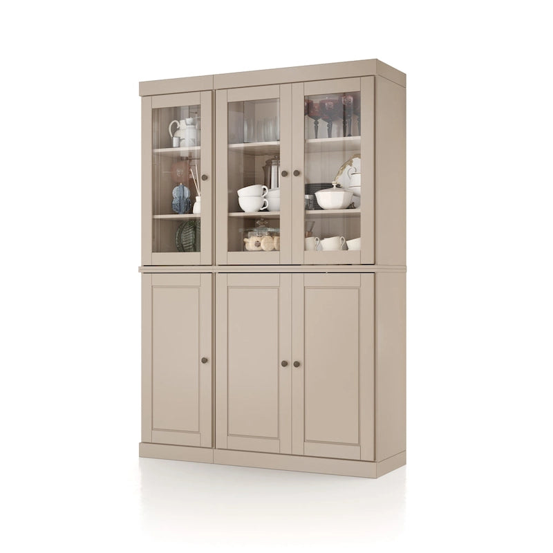 Vaisselier en bois massif 100% avec portes vitrées ou en bois massif et 2 tiroirs - 48,5 x 71,5