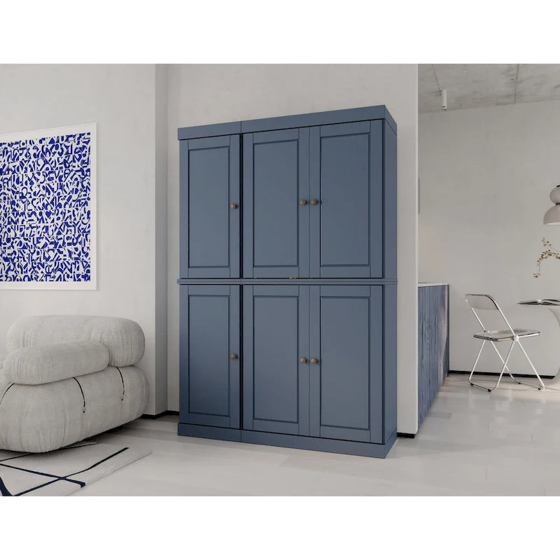 Vaisselier en bois massif 100% avec portes vitrées ou en bois massif et 2 tiroirs - 48,5 x 71,5