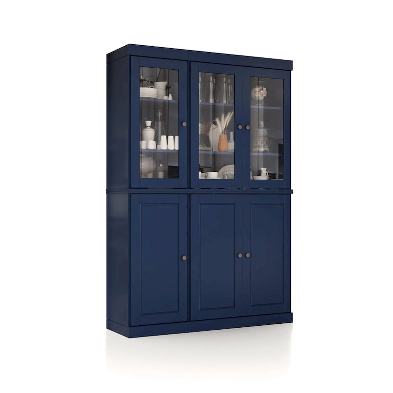Vaisselier en bois massif 100% avec portes vitrées ou en bois massif et 2 tiroirs - 48,5 x 71,5