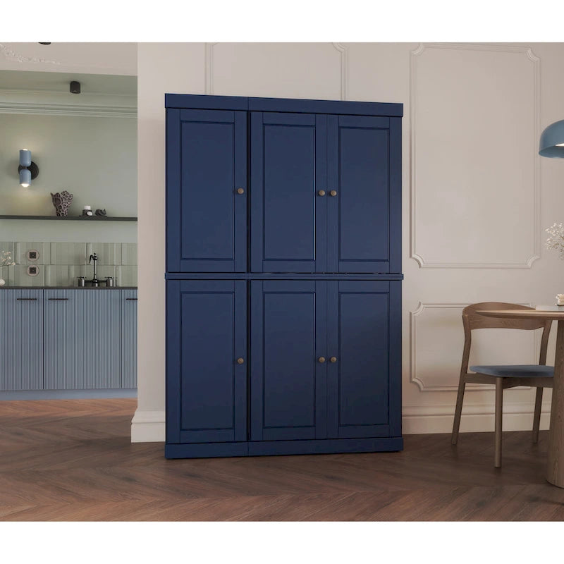 Vaisselier en bois massif 100% avec portes vitrées ou en bois massif et 2 tiroirs - 48,5 x 71,5