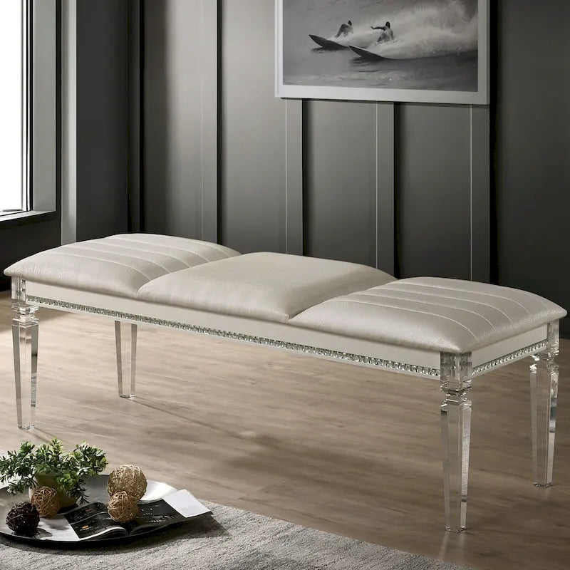 Banc de chambre rembourré en similicuir transparent Glam