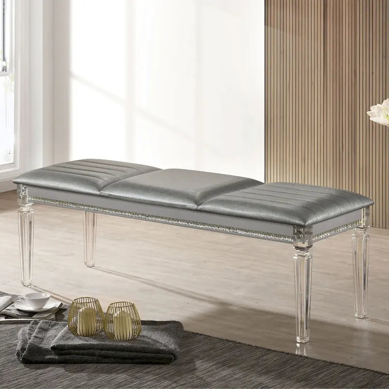 Banc de chambre rembourré en similicuir transparent Glam