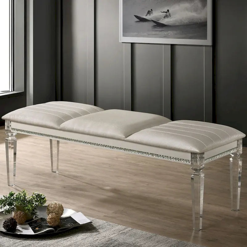 Banc de chambre rembourré en similicuir transparent Glam