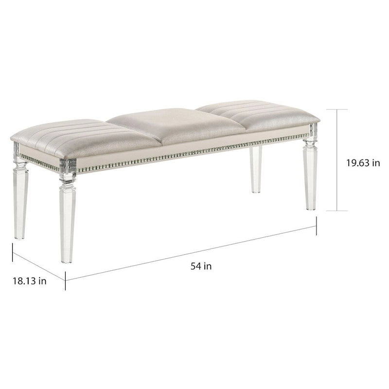 Banc de chambre rembourré en similicuir transparent Glam