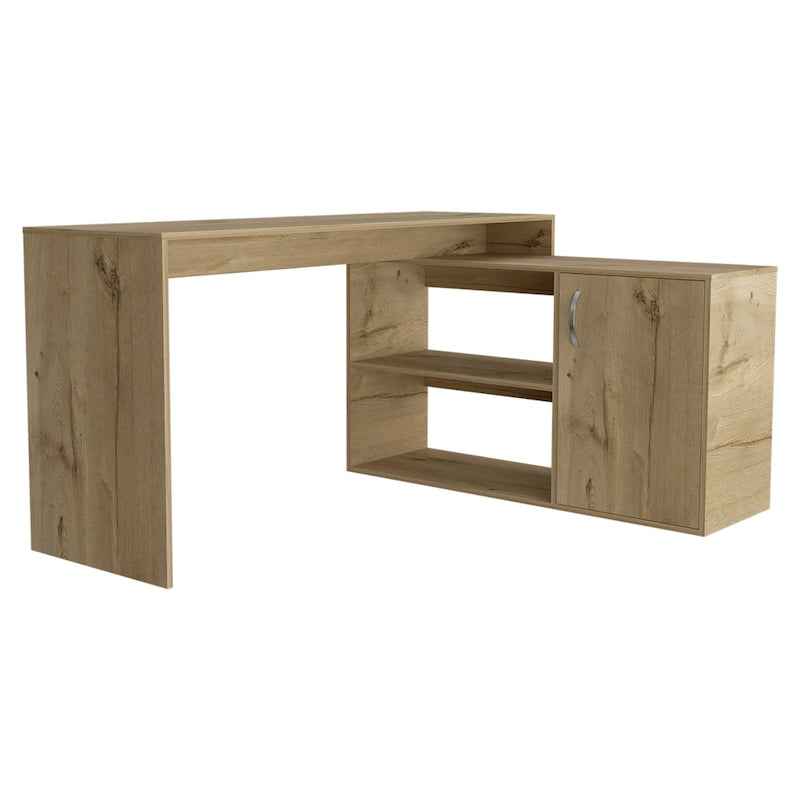 Bureau d'angle pour bureau à domicile, Deux étagères, Armoire à une porte