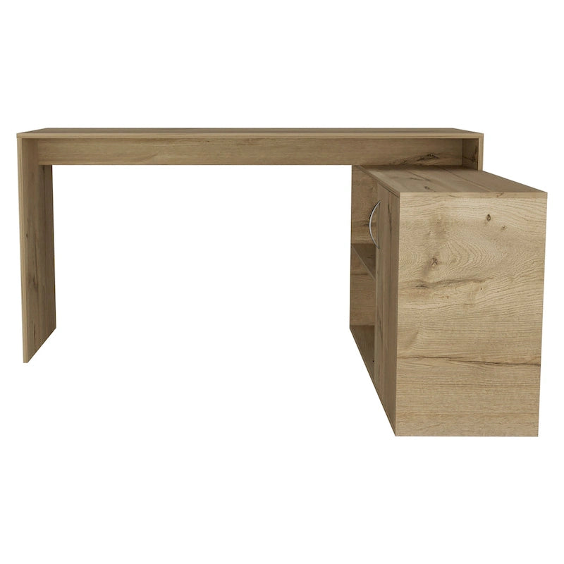 Bureau d'angle pour bureau à domicile, Deux étagères, Armoire à une porte