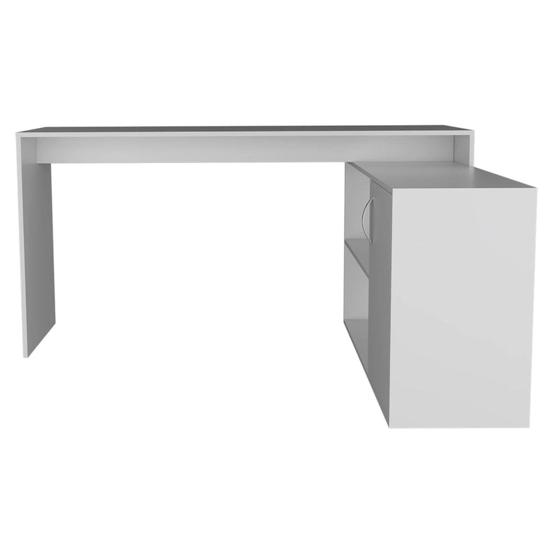 Bureau d'angle pour bureau à domicile, Deux étagères, Armoire à une porte