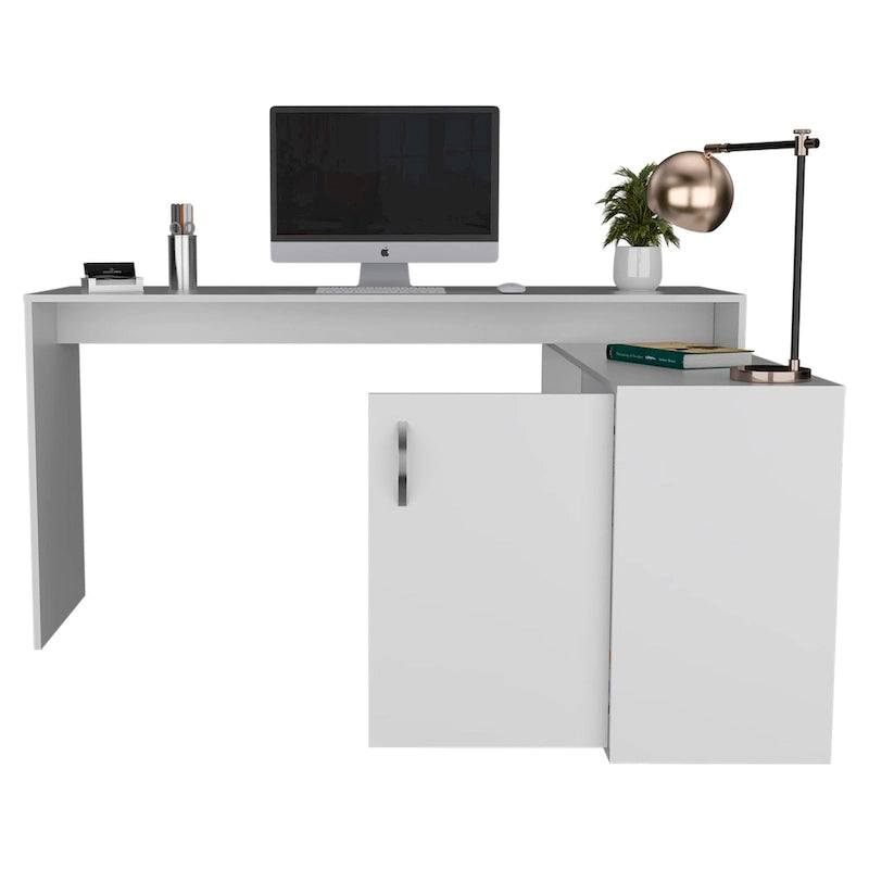 Bureau d'angle pour bureau à domicile, Deux étagères, Armoire à une porte