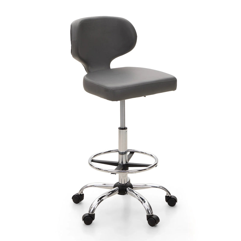 Tabouret roulant réglable pivotant en cuir synthétique pour chaise de bureau avec roulettes