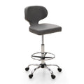 Tabouret roulant réglable pivotant en cuir synthétique pour chaise de bureau avec roulettes