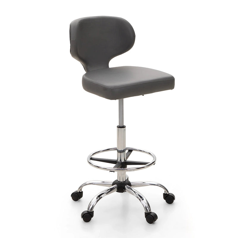 Tabouret roulant réglable pivotant en cuir synthétique pour chaise de bureau avec roulettes