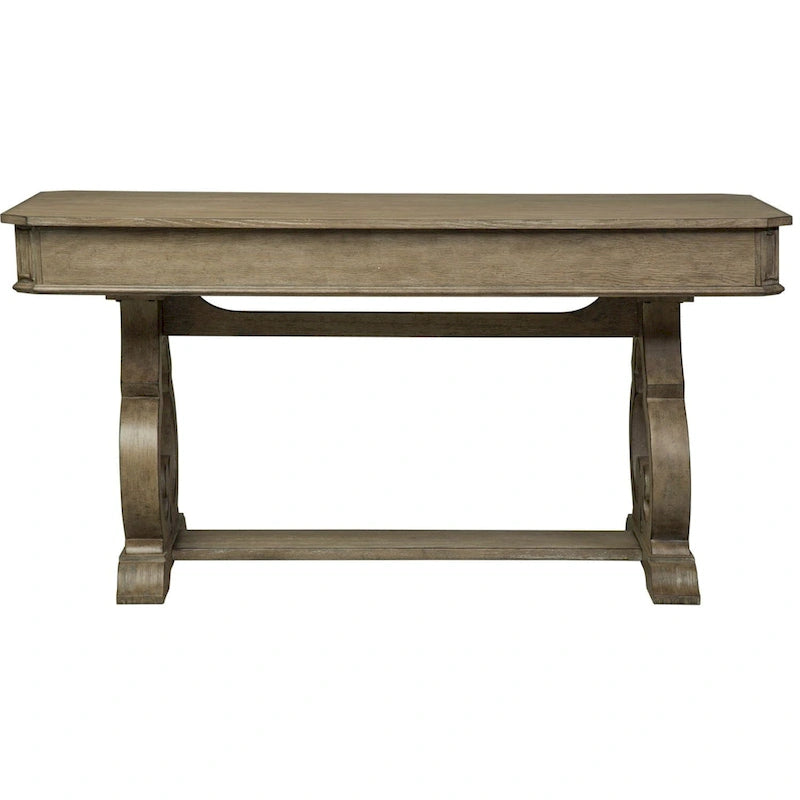 Bureau d'écriture élégant et simple blanc, marron et taupe chiné