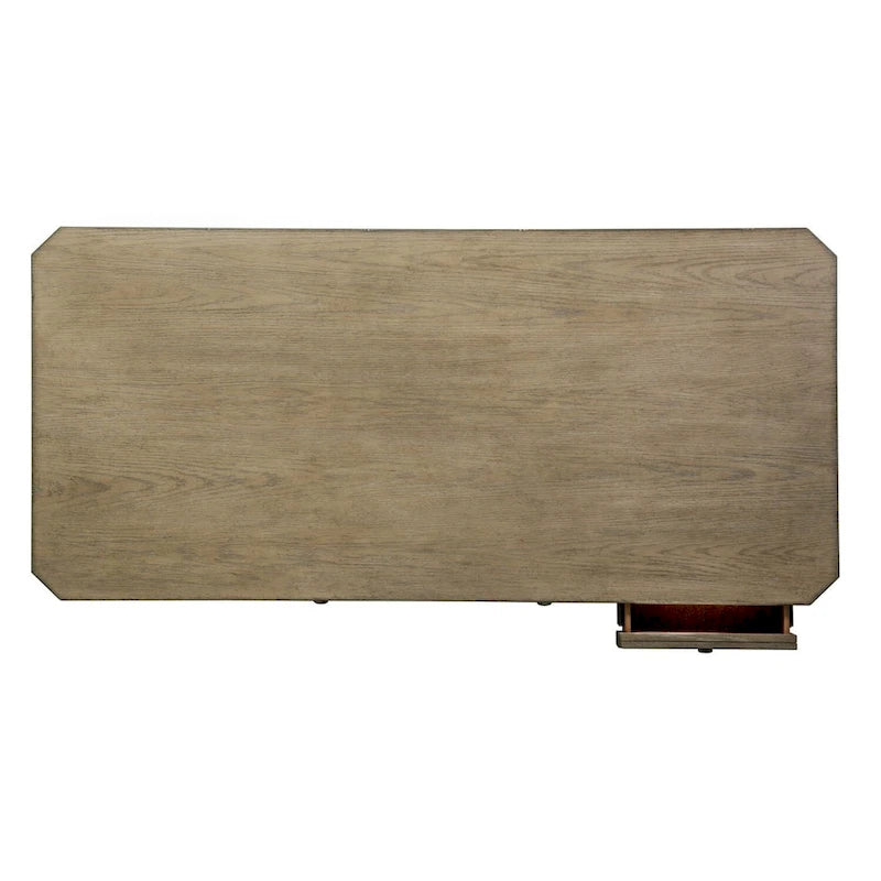Bureau d'écriture élégant et simple blanc, marron et taupe chiné