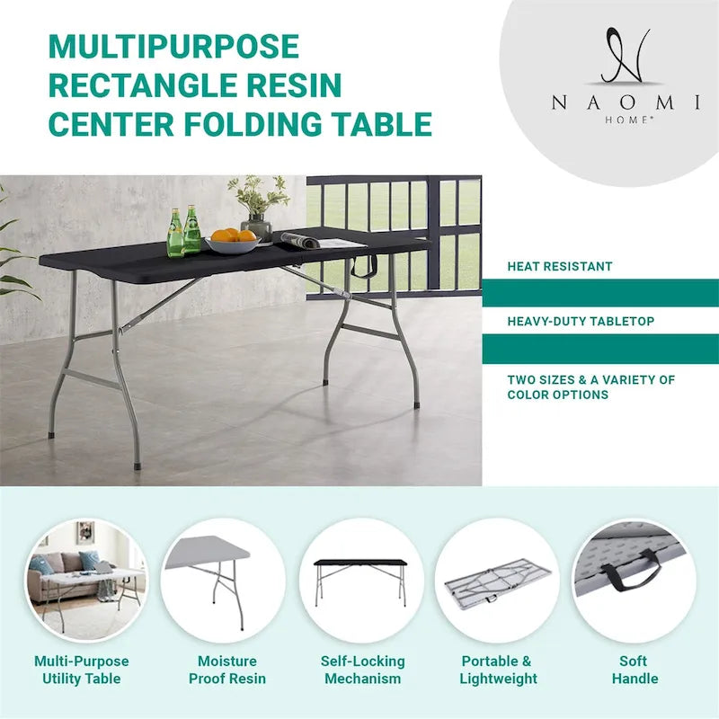 Table pliante Table pliable Table portative Table pliante multifonctionnelle en résine rectangulaire pour le camping en extérieur