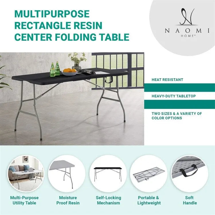 Table pliante Table pliable Table portative Table pliante multifonctionnelle en résine rectangulaire pour le camping en extérieur