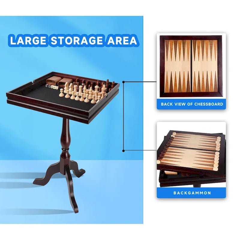 Table de jeu 3-en-1 en bois GSE : échecs, dames, backgammon - Ensemble de jeu combiné backgammon, échecs et dames