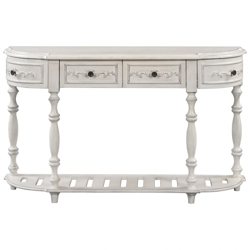 52 tables consoles courbes modernes et contemporaines pour canapé, table d'entrée pour couloir, salon avec 4 tiroirs et 1 étagère